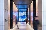 An interior view of the digital elevator banks in the sky lobby at Penn 2 tower, New York City. Photographed by architectural photographer Andrew Prokos for Vornado Realty Trust. Andrew is available for commercial, architectural, and advertising photo shoots worldwide. 