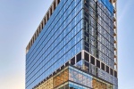 A view of Penn 2 tower and Seventh Avenue in New York City. Photographed by architectural photographer Andrew Prokos for The Penn District / Vornado Realty Trust. Andrew is available for commercial, advertising and architectural photo shoots worldwide.