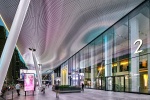 A view of the Bustle at Penn 2 tower as seen at night, New York City. Photographed by architectural photographer Andrew Prokos for Vornado / The Penn District. Fine art prints of this photo are available framed in various styles