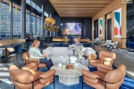 An architectural interior of The Perch at Penn 2 tower during the morning. Photographed by architectural photographer Andrew Prokos for Vornado Realty Trust. Andrew is available for commercial, architectural, and advertising photo shoots worldwide.
