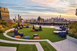 A view of The Perch rooftop amenities at Penn 2 tower looking south toward Lower Manhattan and World Trade Center. Photographed by architectural photographer Andrew Prokos for Vornado Realty Trust. Andrew is available for commercial, architectural, and advertising photo shoots worldwide.