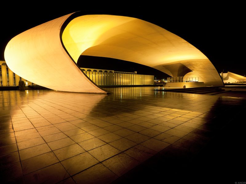 Praça Duque de Caxias at Night - Niemeyer's Brasilia by Andrew Prokos