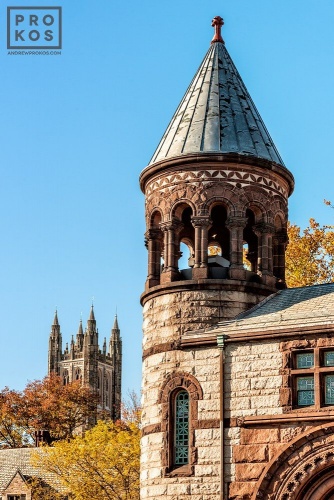 An architectural fine art photo of Alexander Hall and Cleveland Tower at Princeton University in Autumn, New Jersey