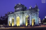 A view of the Puerta de Alcala at night, Madrid, Spain. Framed fine art prints of this photo are available in various sizes.