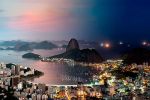 An ultra high-definition panoramic cityscape photo of Rio de Janeiro, Brazil transitioning from day to night, from Andrew's award-winning Night & Day series. Large-scale fine art prints of this photo are available up to 90 inches wide.
