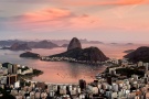 A panoramic view of Botafogo and the Sugarloaf Mount at dusk, Rio de Janeiro.
