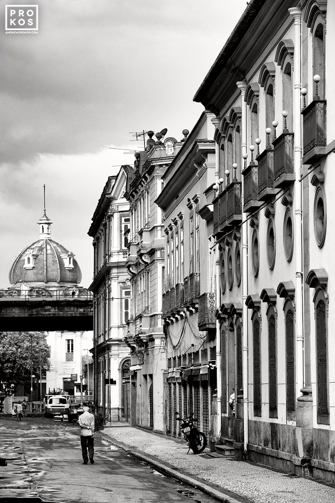 Centro Historico Street Scene, Rio - Black & White Photograph - PROKOS