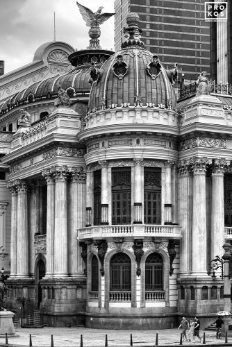 A black and white view of the Theatro Municipal opera house in Rio de Janiero, Brazil. Limited edition fine art prints of this photo are available framed in various styles.