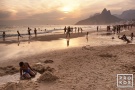 A fine art photo of Ipanema beach at sunset, Rio de Janeiro, Brazil. Vista da praia de Ipanema ao por-de-sol.