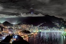 A panoramic view of Rio de Janeiro at night from the Pao de Acucar (Sugarloaf Mountain).