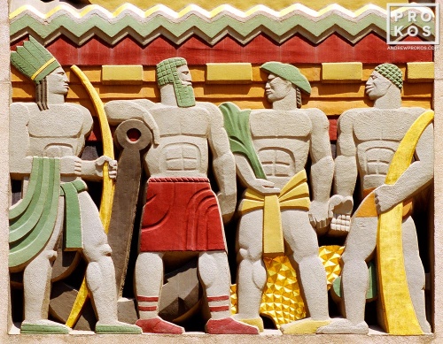 A close-up architectural detail of the 'Story of Mankind' Art Deco relief at Rockefeller Center, New York City. Framed fine art prints of this photo are available in sizes up to 60 inches. 