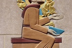 Close up view of an Art Deco architectural detail from the "Saint Francis with Birds" relief at Rockefeller Center, New York City. Fine art prints of this photo are available framed in various styles.
