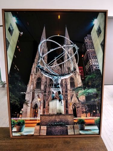 Rockefeller Center Atlas and St. Patrick's Cathedral at Night - Framed Limited Edition Photo with Acrylic Mount - Andrew Prokos Photography