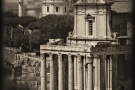 A view of the Temple of Antoninus and Faustina in the ancient Roman Forum. From the monochrome photo series "Forum Romanum".