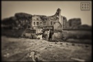 Ruins of the Domus Augustana on the Palatine Hill in Rome, Italy. From the monochrome photo series "Forum Romanum"
