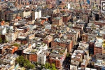 An ultra-high-definition panoramic city view of the rooftops of SoHo during the day, New York City