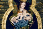 A gilded polychrome Madonna and child (Virgin Mary) statue found in a church in Madrid, Spain. Fine art prints of this photo are available framed in various styles, please inquire. 