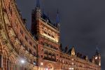 A sweeping view of the exterior of London's St. Pancras train station at night. Limited edition fine art prints of this photo are available up to 96 inches in width and framed in various wood, metal, and acrylic styles.
