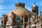 A color fine art photo of the fanciful dome and ornate architecture of Antoni Gaudi's Sant Pau Hospital, Barcelona, Spain. Framed fine art prints of this photo are available in various sizes.