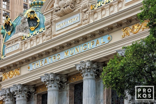 A fine art architectural photo of the Facade of the Theatro Municipal in Rio de Janeiro