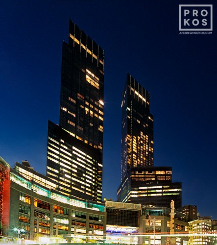 View of Time Warner Center from Columbus Circle at Night - Framed ...