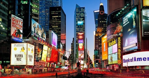 Panoramic View of Times Square at Dusk II - Fine Art Photo by Andrew Prokos