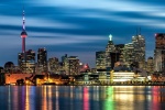 An ultra-high-definition skyline photograph of Toronto, Canada at dusk
