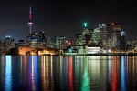 An ultra high-definition panoramic skyline photograph of Toronto, Canada at night. Large-scale fine art prints of this photo are available in sizes up to 120 inches wide.
