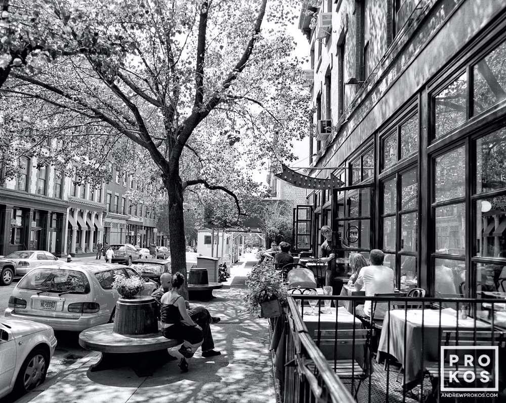 Cafe Street Scene, Tribeca - Black & White Photo - PROKOS