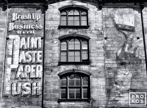 A black and white fine art photo of a painted street mural in black and white, Tribeca, New York City