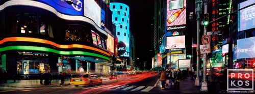 Times Square Night Panorama II - Night Photography by Andrew Prokos