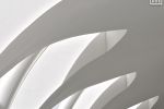 A close-up architectural detail of the curved arcade formed by the 'wings' of the UAE Pavilion at the Dubai World Expo. The innovative design was by architect Santiago Calatrava. Large-scale fine art prints of this photo are available up to 60 inches.