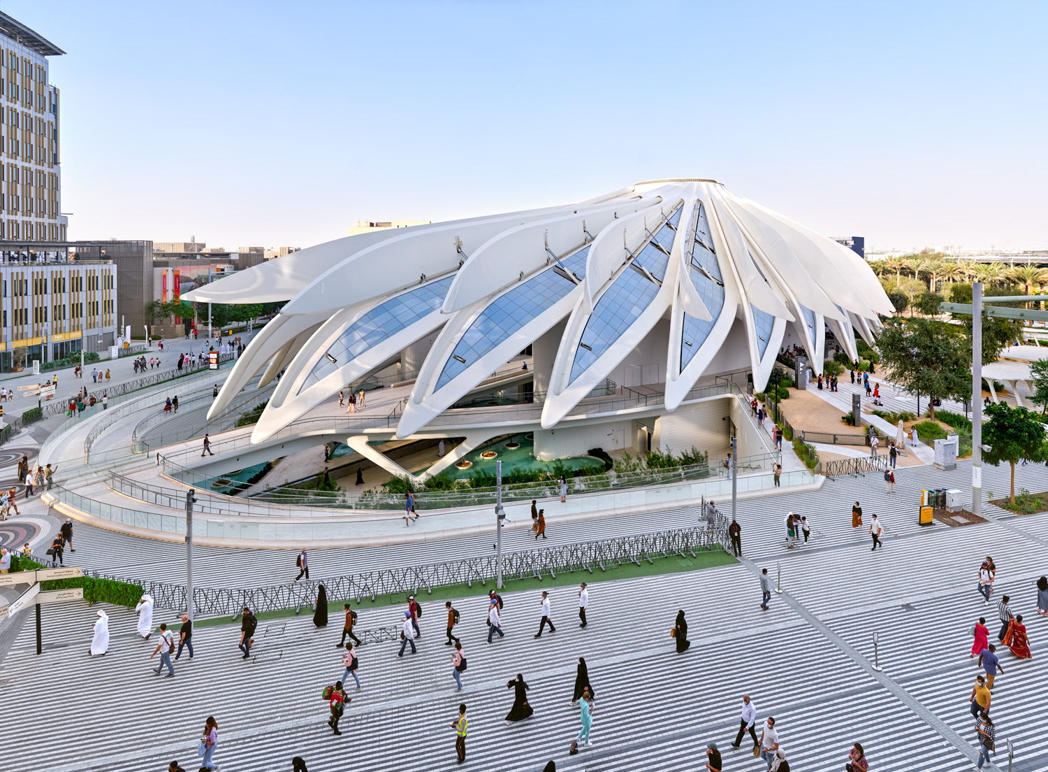 A wide-angle view of the UAE Pavilion at Expo 2020 Dubai by architect Santiago Calatrava. Large-scale fine art prints of this photo are available up to 72 inches in width