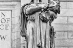 Black and white fine art photograph of the statue of the goddess Ceres from the facade of Union Station in Washington DC