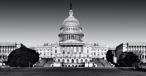 Panoramic View Of The U.S. Capitol (B&W) - Fine Art Photo By Andrew Prokos