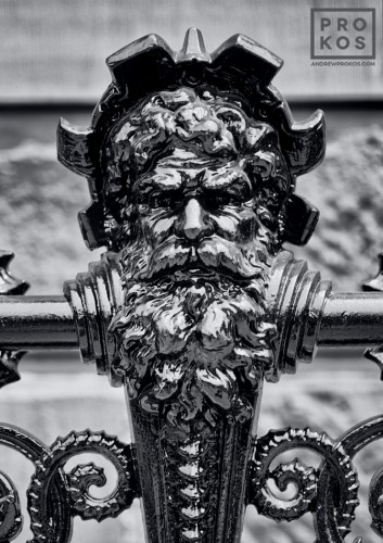 An architectural detail from the cast-iron railing on the Dakota building on Manhattan's Upper West Side