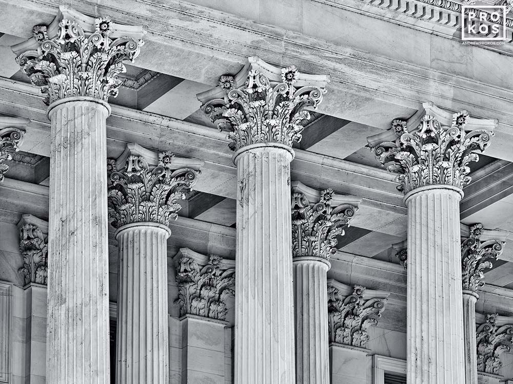 U.S. Capitol Corinthian Columns - Black & White Photo by Andrew Prokos