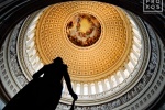 The rotunda of the U.S. Capitol building with statue of George Washington, Washington D.C.