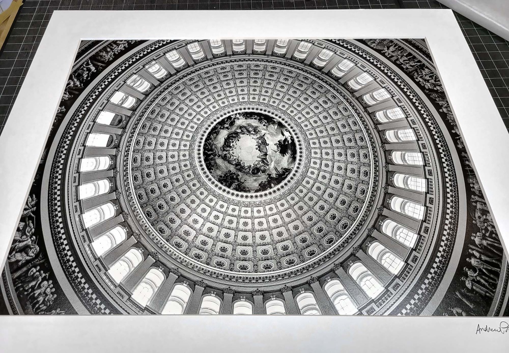 US Capitol Rotunda Interior - Black and White Fine Art Print by Andrew Prokos