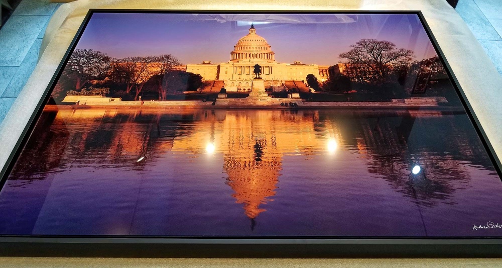 US Capitol and Reflecting Pool at Sunset - Acrylic Framed Fine Art Photo by Andrew Prokos