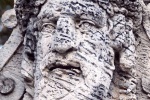 Photo of an allegorical herm made of coralstone in the gardens of Vizcaya Museum, Miami, Florida
