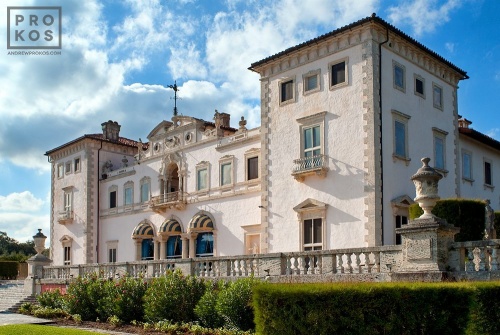 A view of the oceanfront facade of Vizcaya Museum, Miami Florida. Framed fine art prints of this photo are available in various sizes.