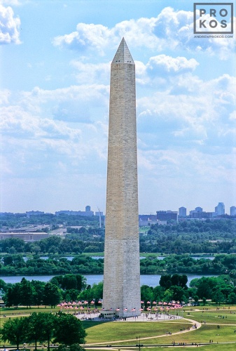 An aerial view of the Washington Monument and National Mall in Washington DC. Fine art prints of this photo are available framed in various styles. 