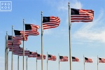 Detail of the American flags which encircle the Washington Monument, Washington DC