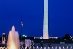 Night photography of the World War II Memorial and Washington Monument in Washington, DC. Fine art prints of this photo are available framed in various styles. 