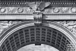 A black and white architectural photo of Washington Square Arch, in New York's Greenwich Village. Fine art prints of this photo are available framed in various styles. 