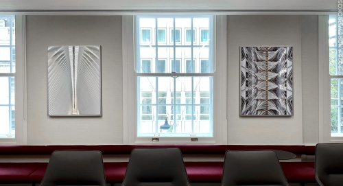 'Sanctuary of Light I' and 'Oculus Interior I' by fine art photographer Andrew Prokos on display in the boardroom of a London financial firm