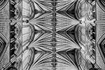A black and white fine art photo of the gothic interior of Westminster Abbey looking upward at the Choir Vault, London, England. Limited edition prints of this photograph are available up to 60 inches in height. 
