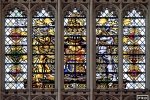 Vivid stained-glass windows from the gothic interior of Westminster Abbey, London depicting the royal Lion and Unicorn motif of the British Monarchy. Limited edition fine art prints of this photograph are available up to 60 inches in width and framed in various wood, metal and acrylic styles.