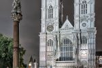 A large-format color photo of Westminster Abbey's west entrance as seen at night, London, United Kingdom. Limited edition fine art prints of this photo are available up to 72 inches in height and framed in various wood, metal and acrylic styles.
